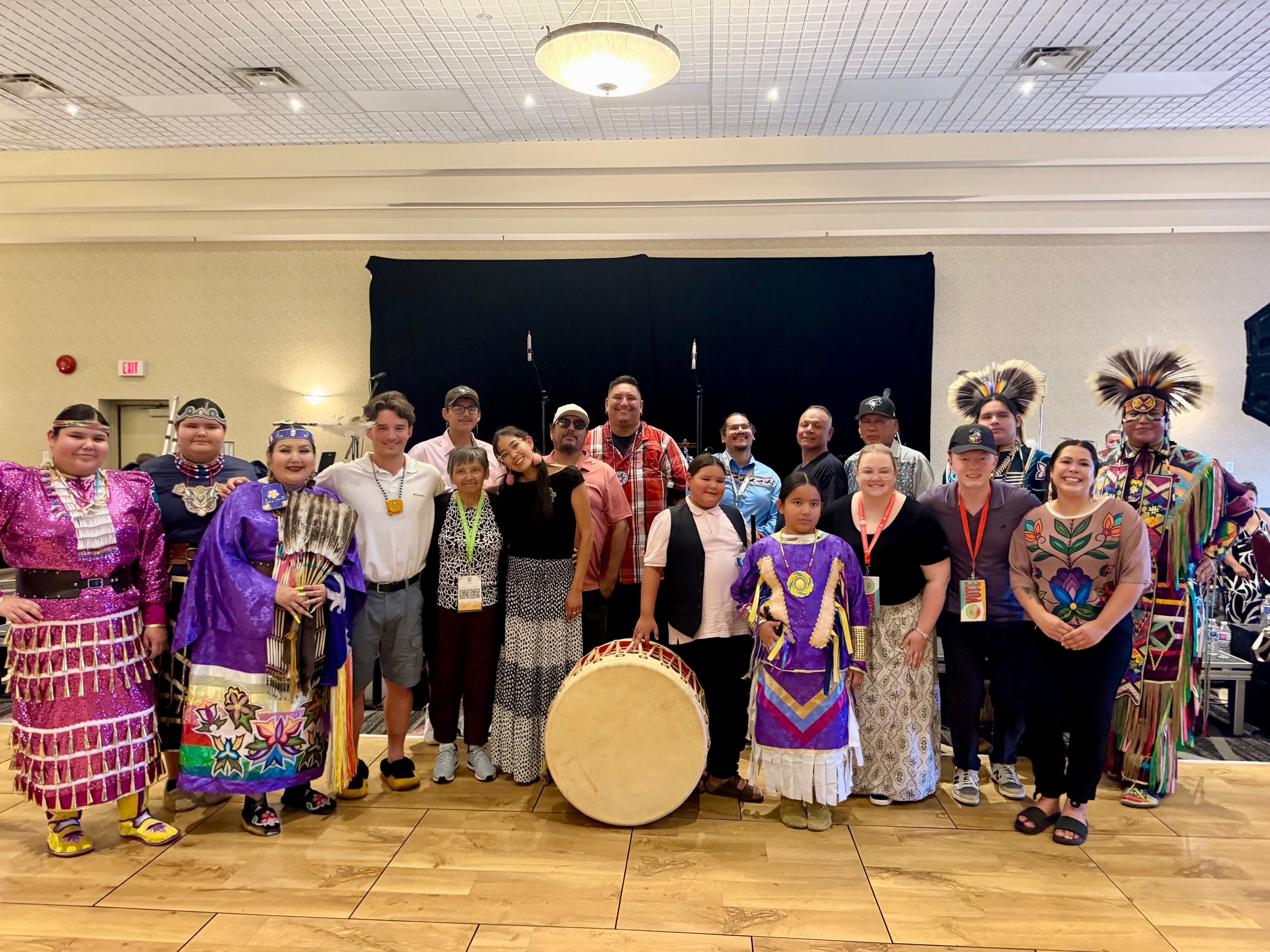 Grandfather Stone — large group celebration with traditional regalia