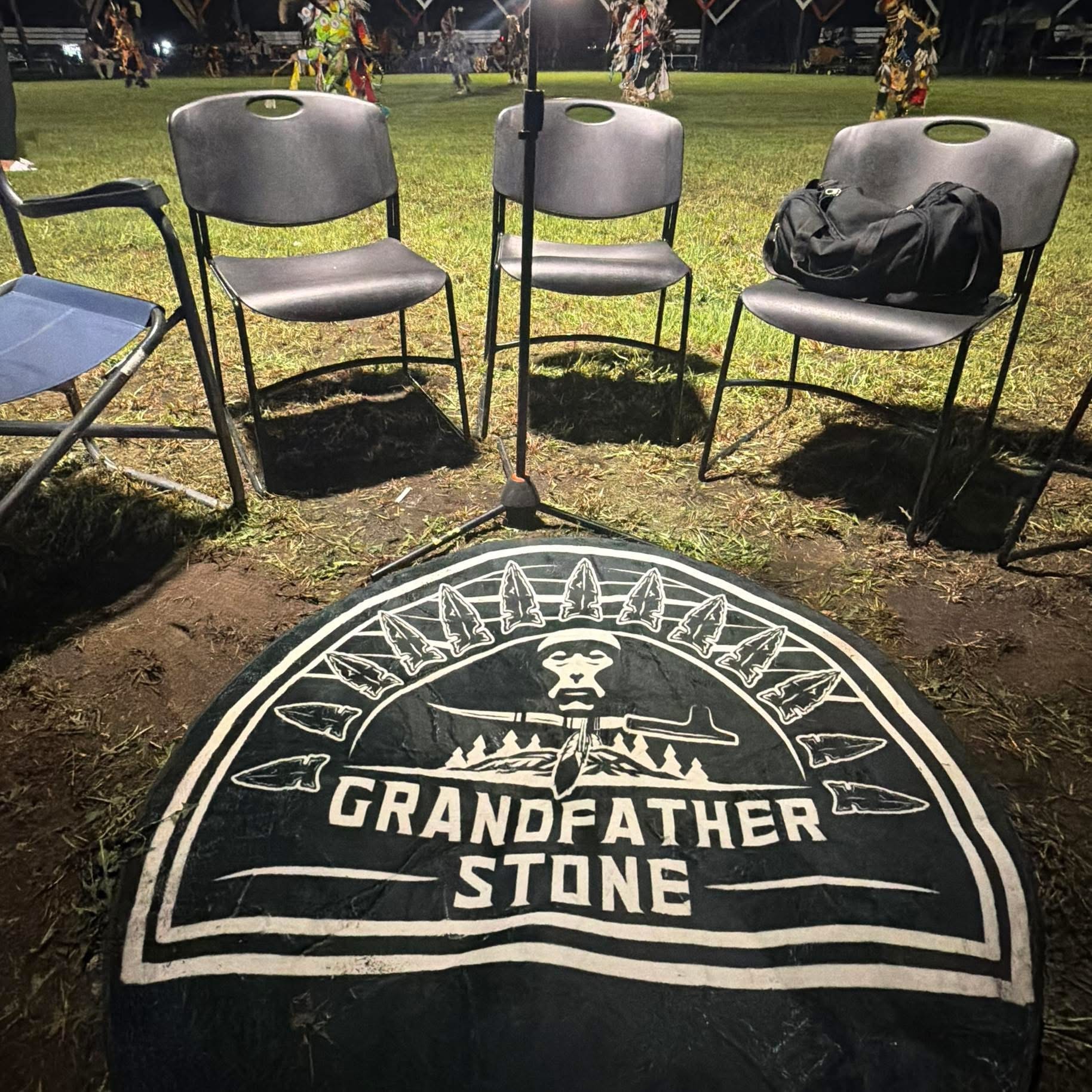 Grandfather Stone drum group in ceremony